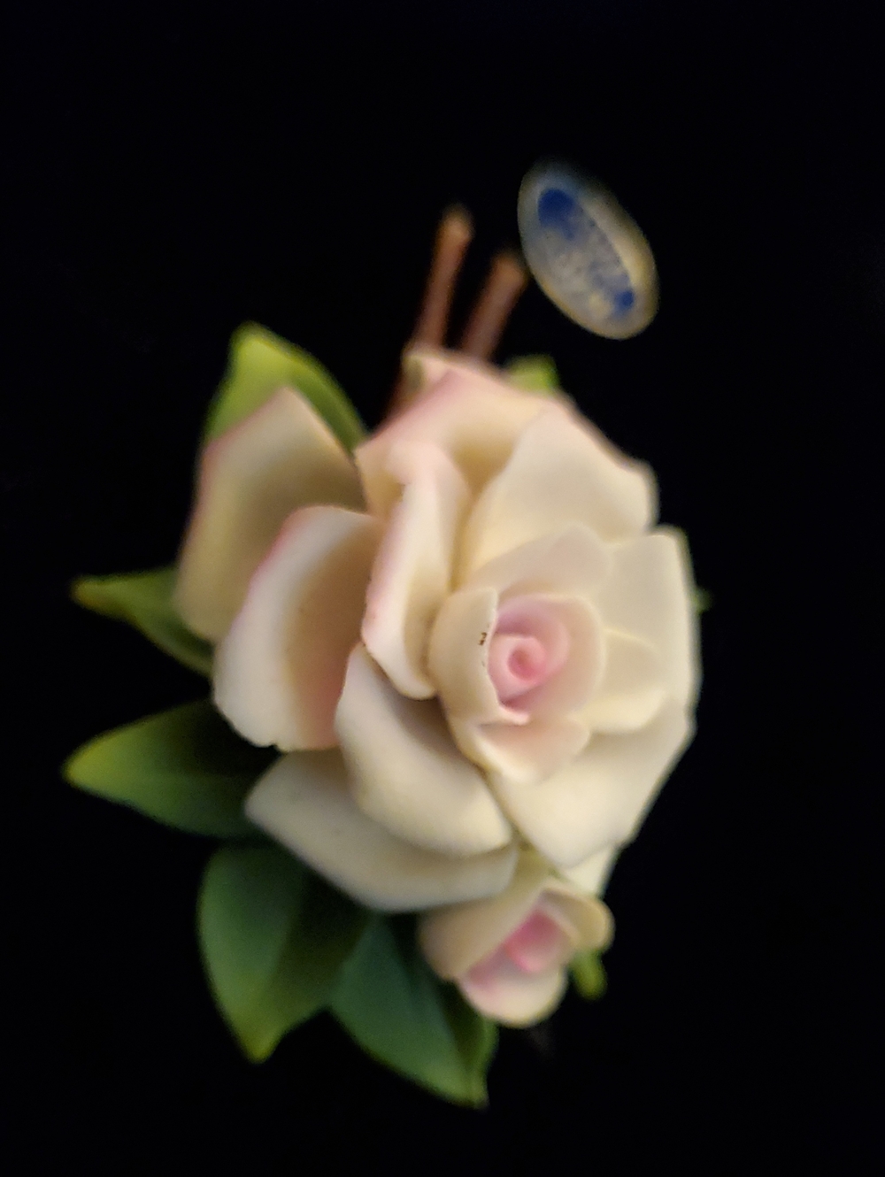 Vintage Capodimonte Porcelain Pink Rose Brooch Pin Made in Italy - Picture 3 of 8